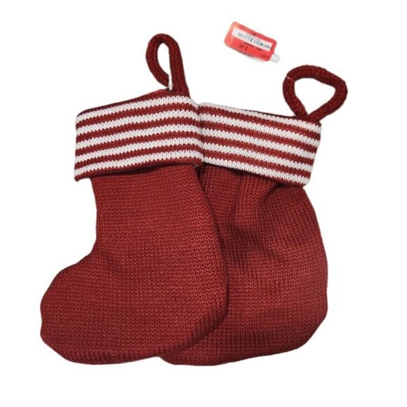 Monogram Mini Christmas Stocking 7" Red & White - Picture 2 of 2